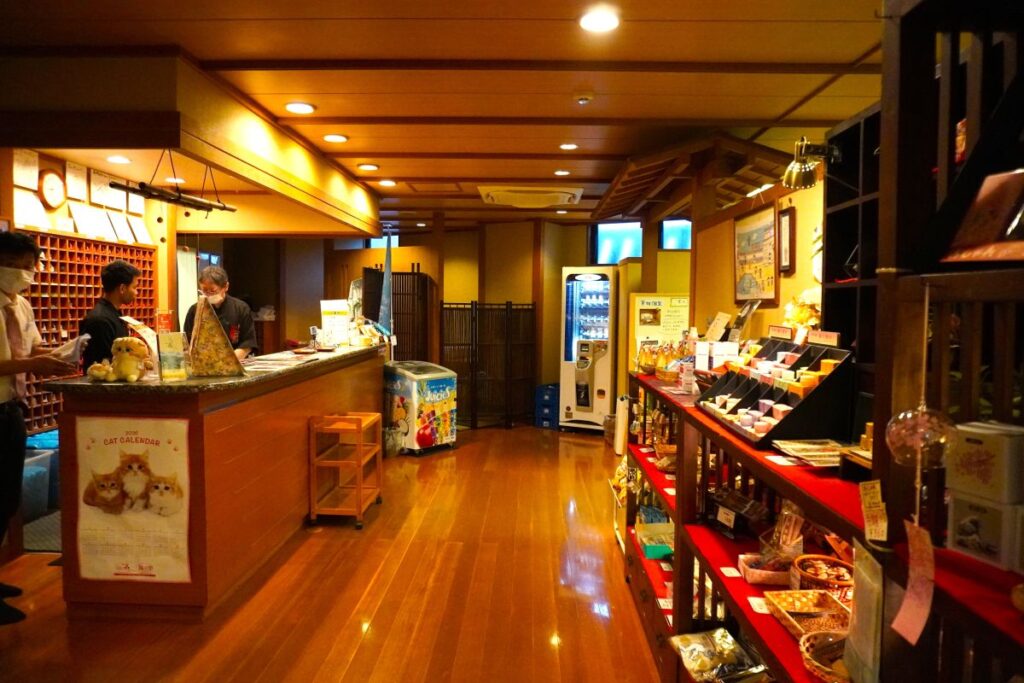 Reception area at Yunosato Okada day-use onsen