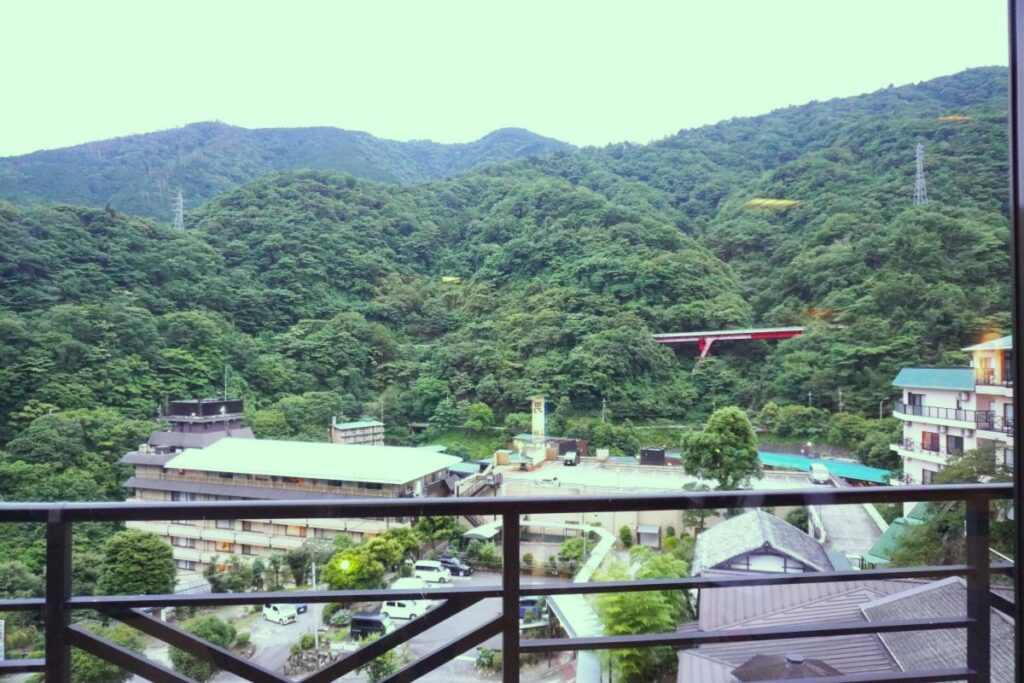 Mountain view from the lounge at Yunosato Okada