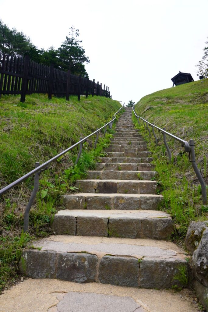 Stone steps leading up to the watchtower at Hakone Checkpoint.