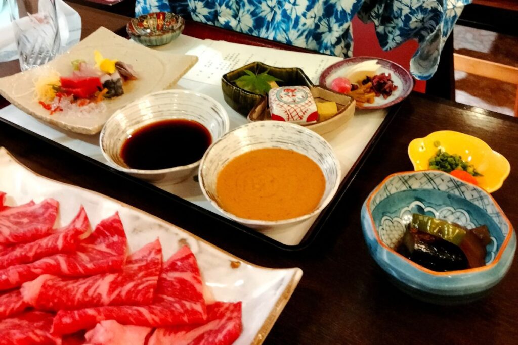 Traditional Japanese kaiseki dinner served at Hotel Nanpuso