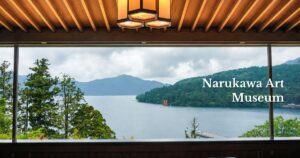 View of Lake Ashi and the Hakone Shrine torii gate from Narukawa Art Museum
