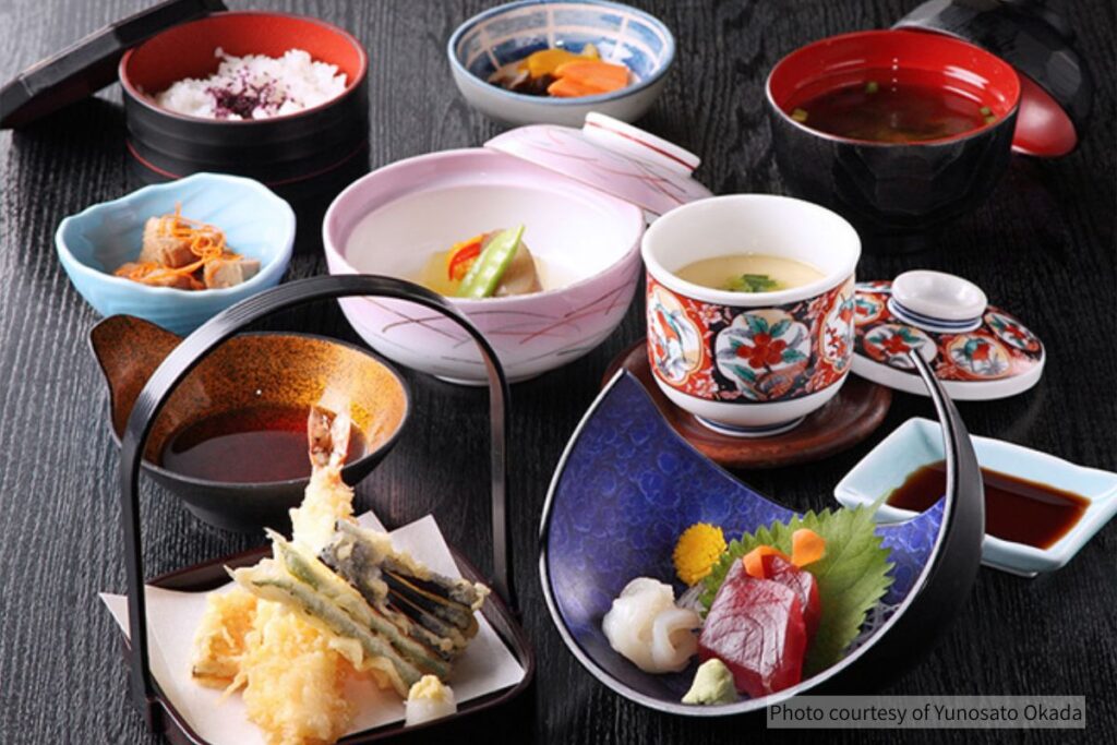 Japanese set meal at Yamabiko restaurant (Photo courtesy of Yunosato Okada)