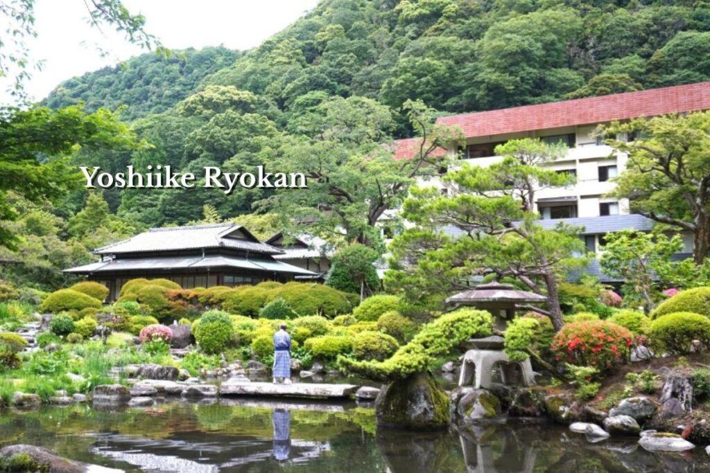 Traditional Japanese garden at Yoshiike Ryokan in Hakone-Yumoto