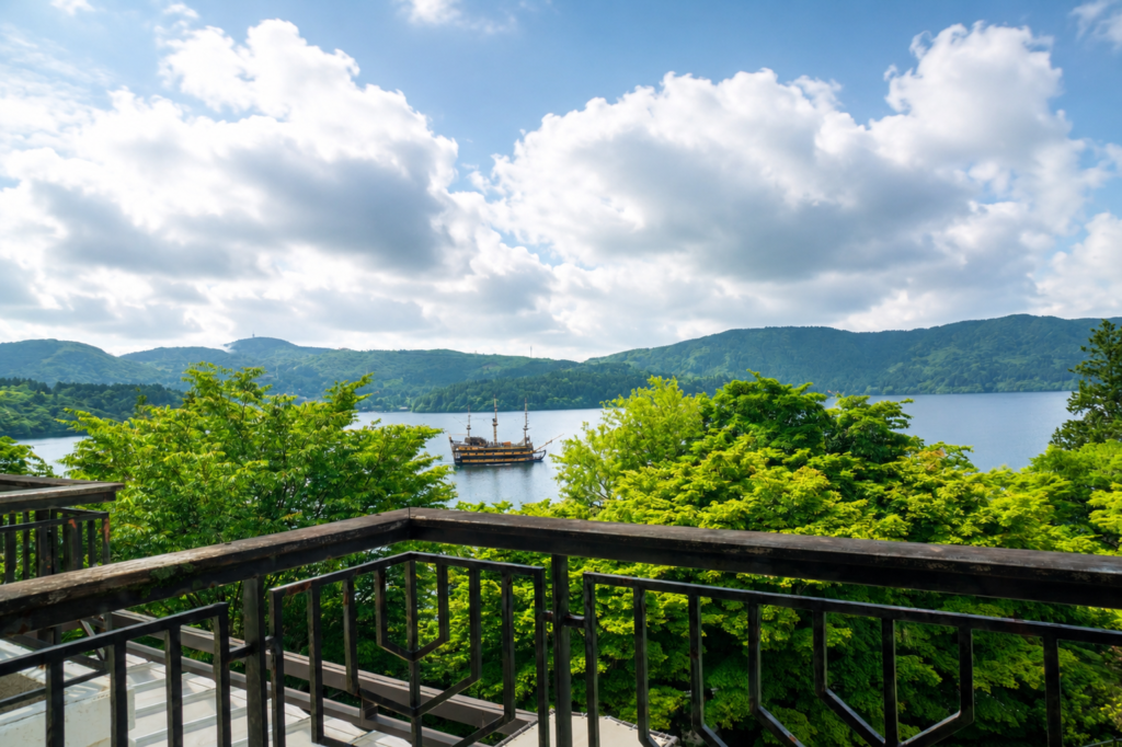 Lake Ashi view from Tsutsuji no Chaya at Hotel de Yama