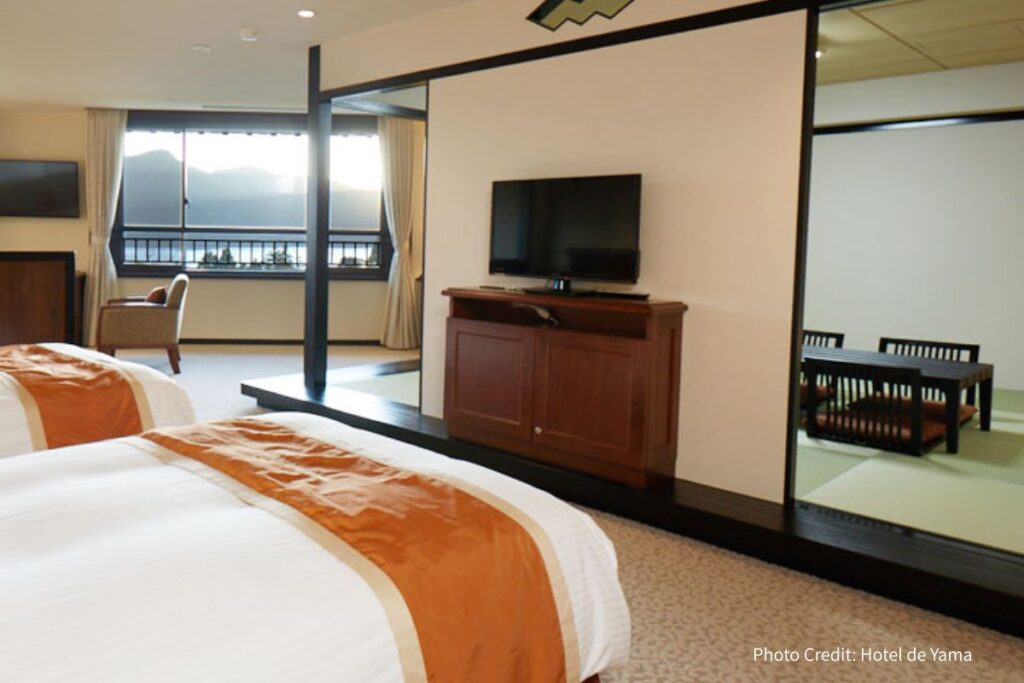 Japanese-Western style guest room at Hotel de Yama