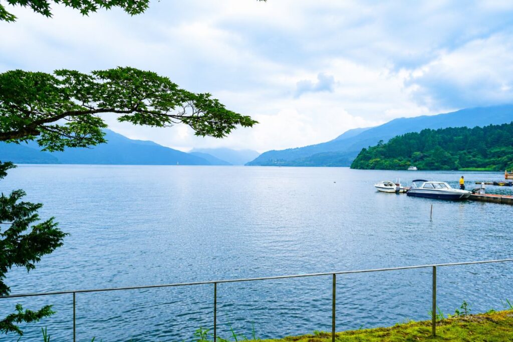 Scenic view of Lake Ashi from Hakone Hotel