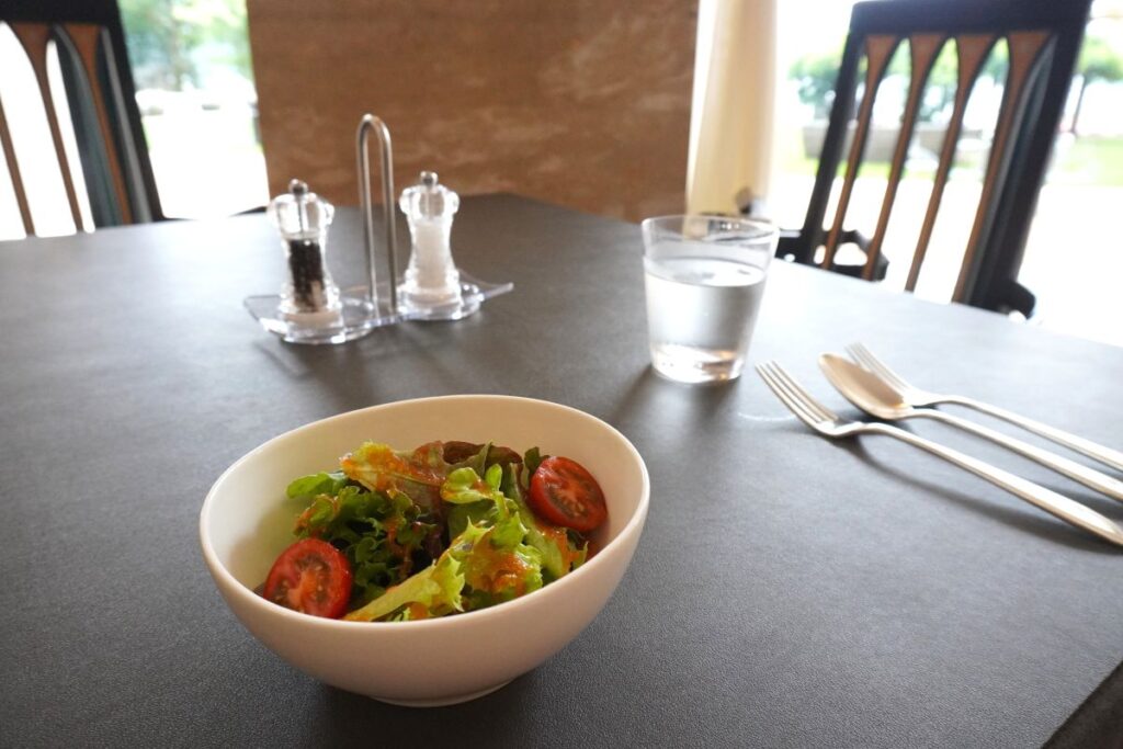 Fresh green salad served with lunch at Hakone Hotel