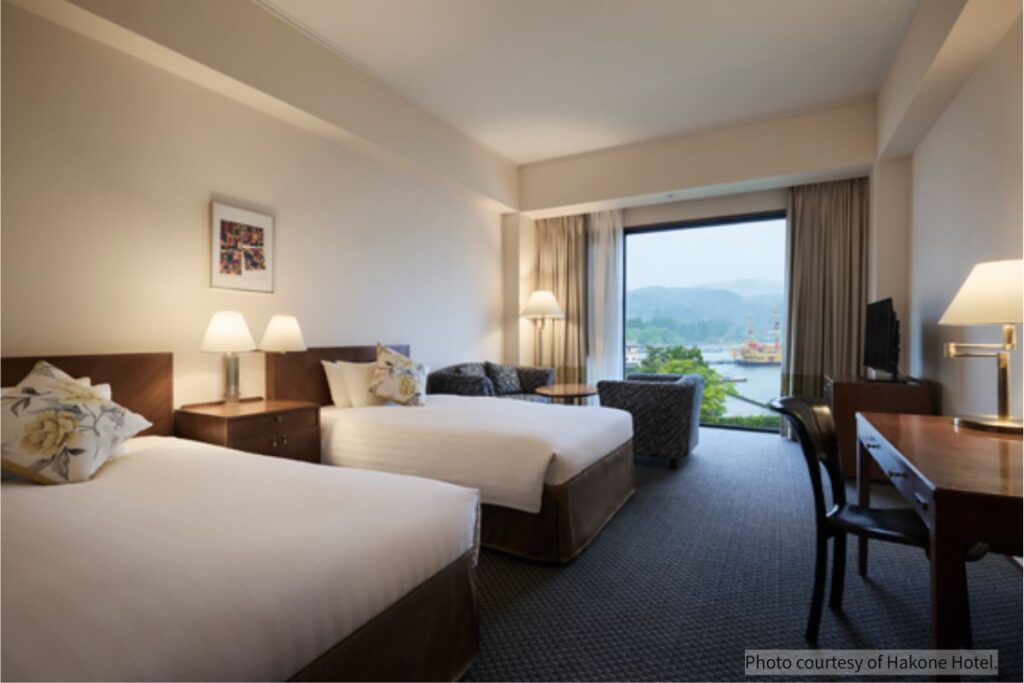 Lake view guest room at Hakone Hotel