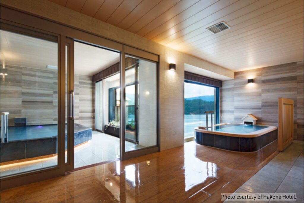 Indoor hot spring bath at Taikan-no-Yu in Hakone Hotel