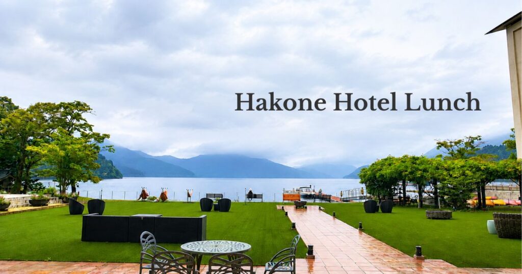 Lakeside garden at Hakone Hotel overlooking Lake Ashi in Hakone, Japan
